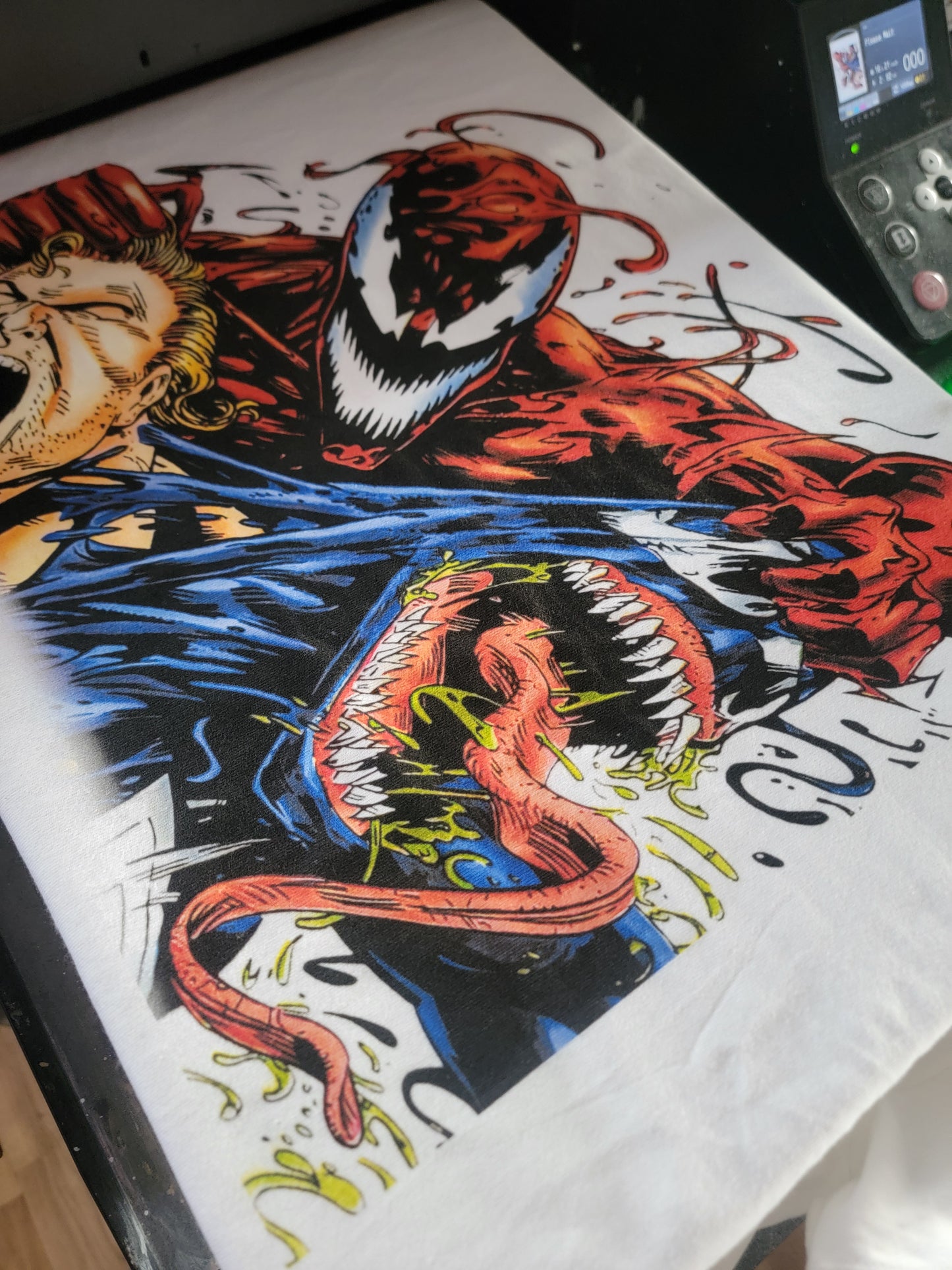 SPIDERMAN VENOM CARNAGE UNLEASHED ON SHAKA HEAVYWEIGHT GARMET DYED T SHIRT