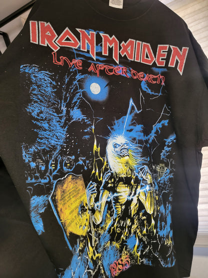 IRON MAIDEN LIFE AFTER DEATH Jumbo print ON SHAKA HEAVYWEIGHT GARMET DYED T SHIRT