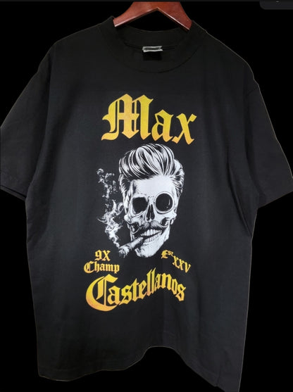 MAX CASTELLANOS 9X CHAMP ON SHAKA HEAVYWEIGHT GARMET DYED T SHIRT (WRESTLING