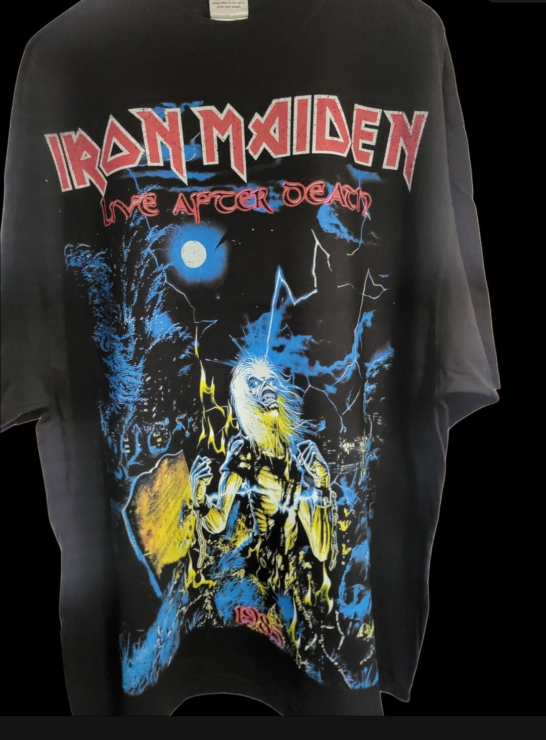 IRON MAIDEN LIFE AFTER DEATH Jumbo print ON SHAKA HEAVYWEIGHT GARMET DYED T SHIRT