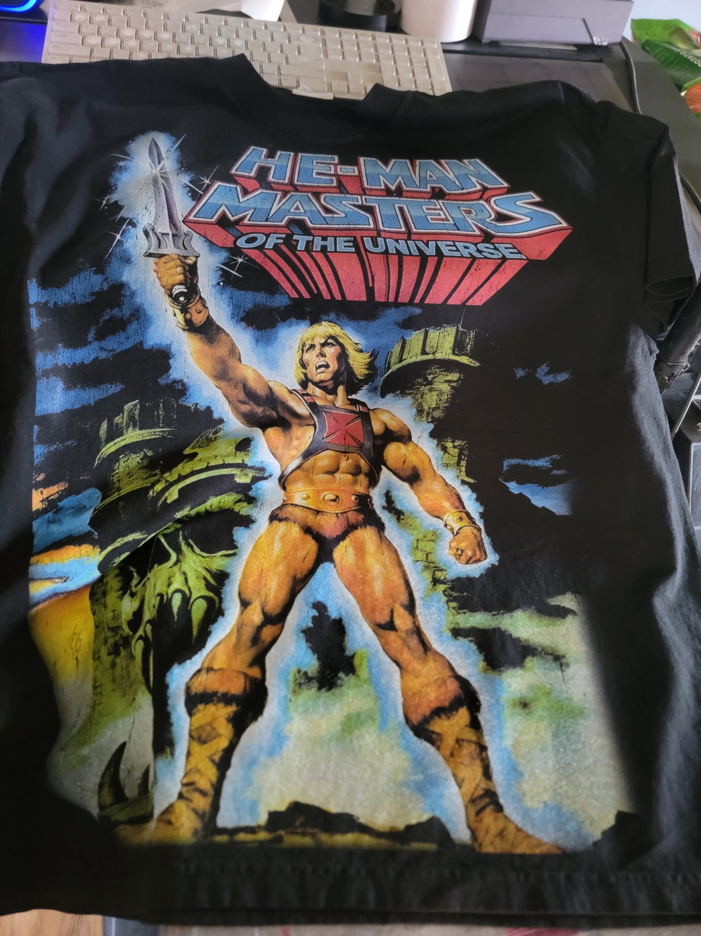 HE-MAN Masters of the universe ON SHAKA HEAVY GARMET DYED T Shirt