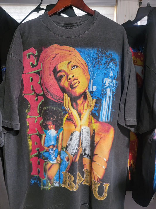 ERYKAH BADU ON SHAKA HEAVYWEIGHT GARMET DYED T SHIRT (FRONT ONLY)