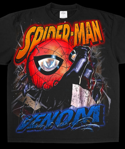 SPIDER MAN ON SHAKA HEAVYWEIGHT GARMET DYED T SHIRT "HORROR"