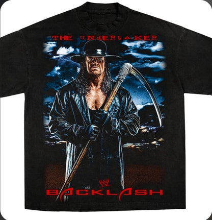 UNDERTAKER BACKLASH ON SHAKA HEAVYWEIGHT GARMET DYED T SHIRT(wrestling