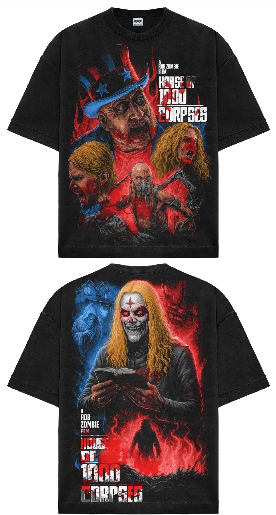 HOUSE OF 1000 CORPSES ON SHAKA HEAVYWEIGHT GARMET DYED T SHIRT "Horror"
