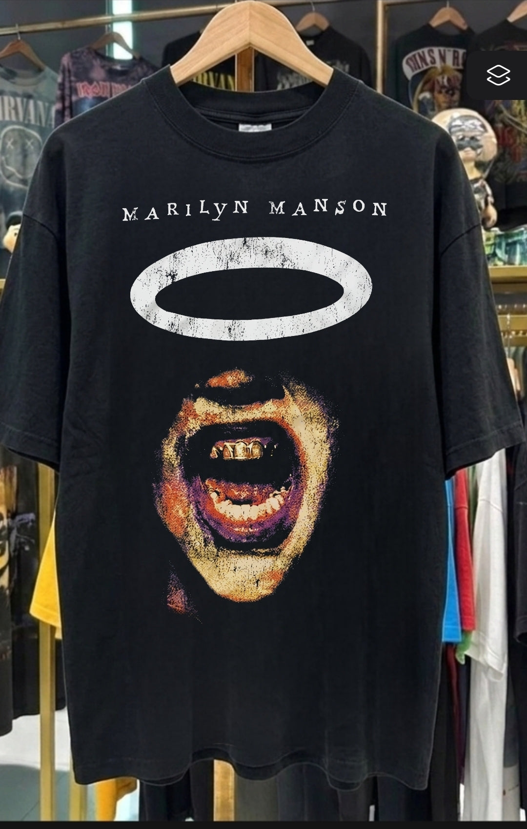 MARILYN MANSON BIGGER THAN SATAN On SHAKA HEAVYWEIGHT GARMET SHIRT