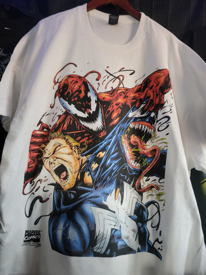 SPIDERMAN VENOM CARNAGE UNLEASHED ON SHAKA HEAVYWEIGHT GARMET DYED T SHIRT