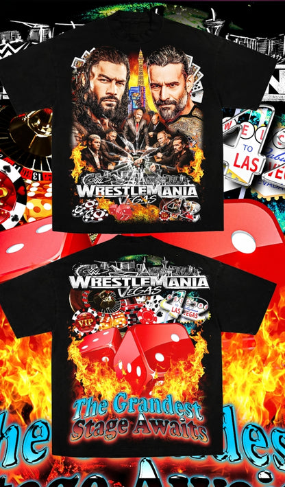 WRESTLEMANIA 42 ON SHAKA HEAVYWEIGHT GARMET DYED T SHIRT (WRESTLING