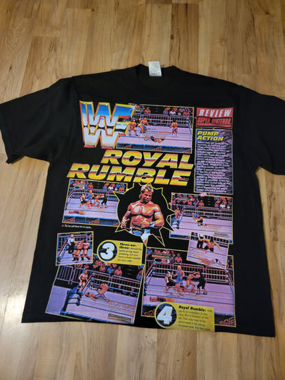 SUPER NINTENDO WWF ROYAL RUMBLE ON SHAKA HEAVYWEIGHT GARMET DYED T SHIRT " WRESTLING