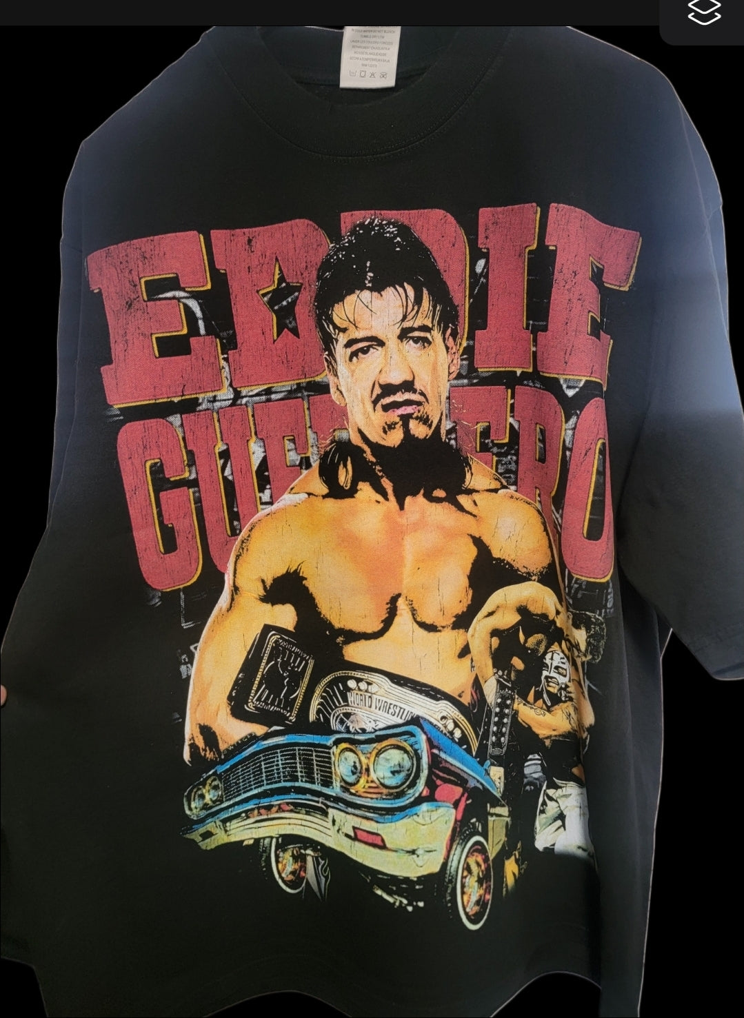 EDDIE GUERRERO ON SHAKA HEAVYWEIGHT GARMET DYED T SHIRT (Wrestling