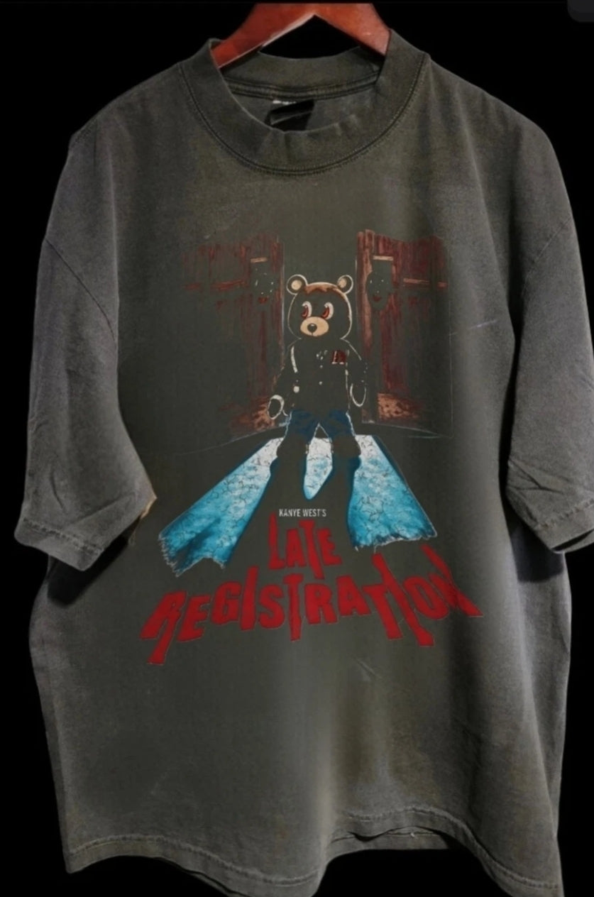 LATE REGESTRATION ON A Shaka Heavyweight T-Shirt Black Modern