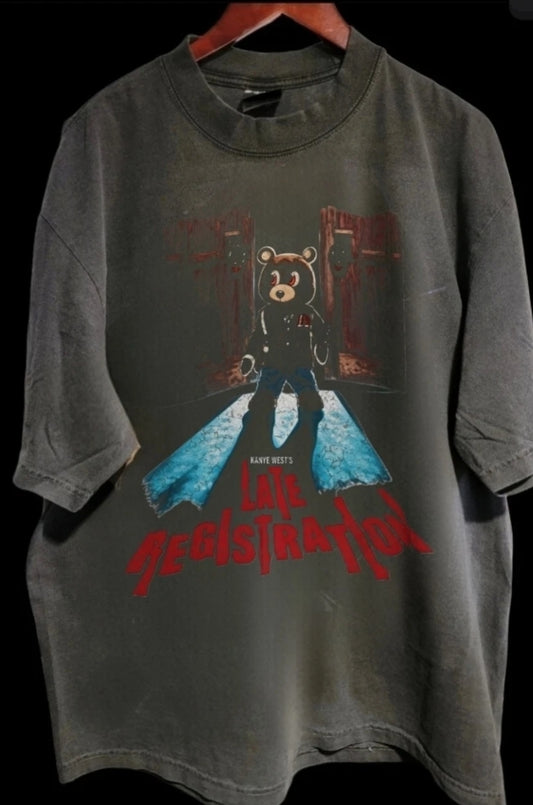 LATE REGESTRATION ON A Shaka Heavyweight T-Shirt Black Modern