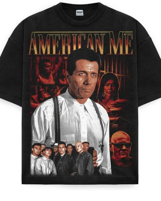 AMERICAN ME Jumbo print ON SHAKA HEAVYWEIGHT GARMET DYED T SHIRT