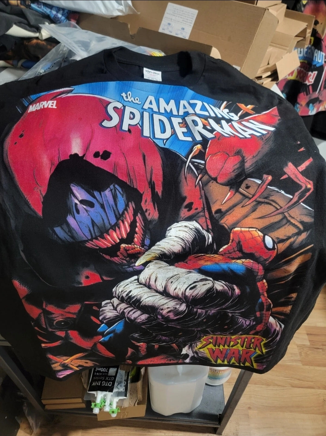 SPIDERMAN SINISTER WAR ON SHAKA HEAVY GARMET DYED T