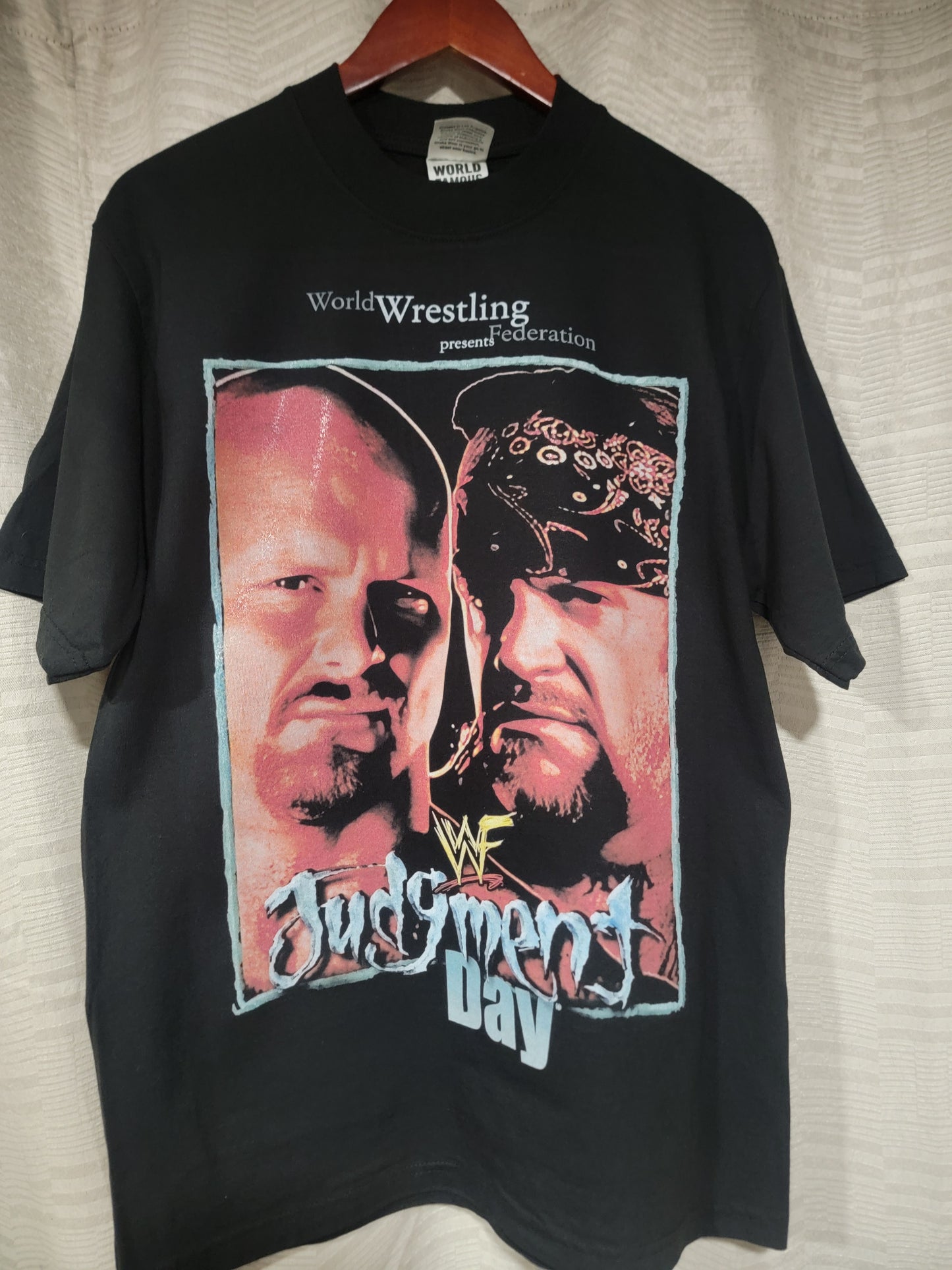 2001 WWF Judgment Day  ON SHAKA HEAVY GARMET DYED T"WRESTLING (reprint