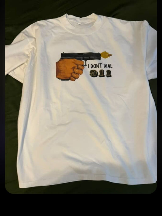 I DONT DIAL 911 ON HEAVYWEIGHT GARMET DYED T SHIRT