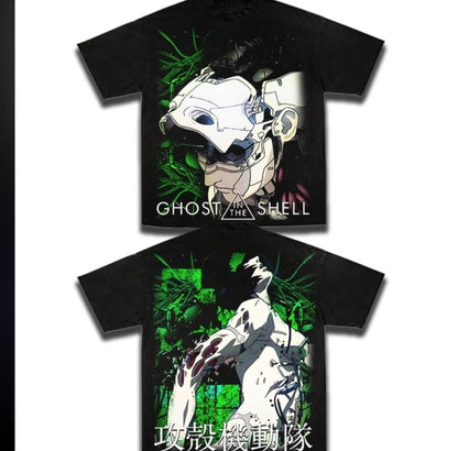 GHOST IN A SHELL ON SHAKA HEAVYWEIGHT GARMET DYED T SHIRT