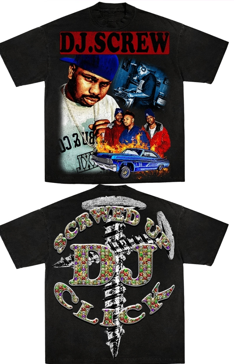 DJ SCREW ON SHAKA HEAVYWEIGHT GARMET DYED T SHIRT