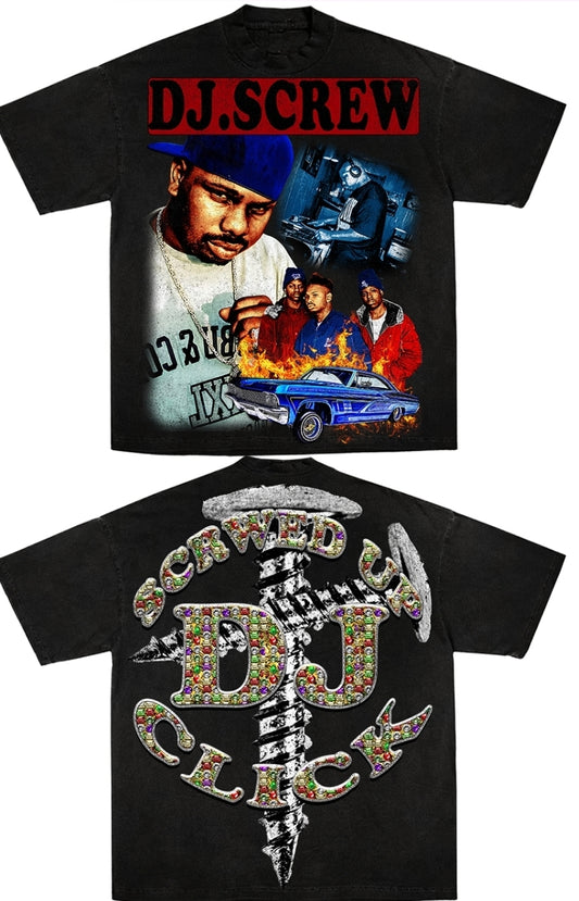 DJ SCREW ON SHAKA HEAVYWEIGHT GARMET DYED T SHIRT