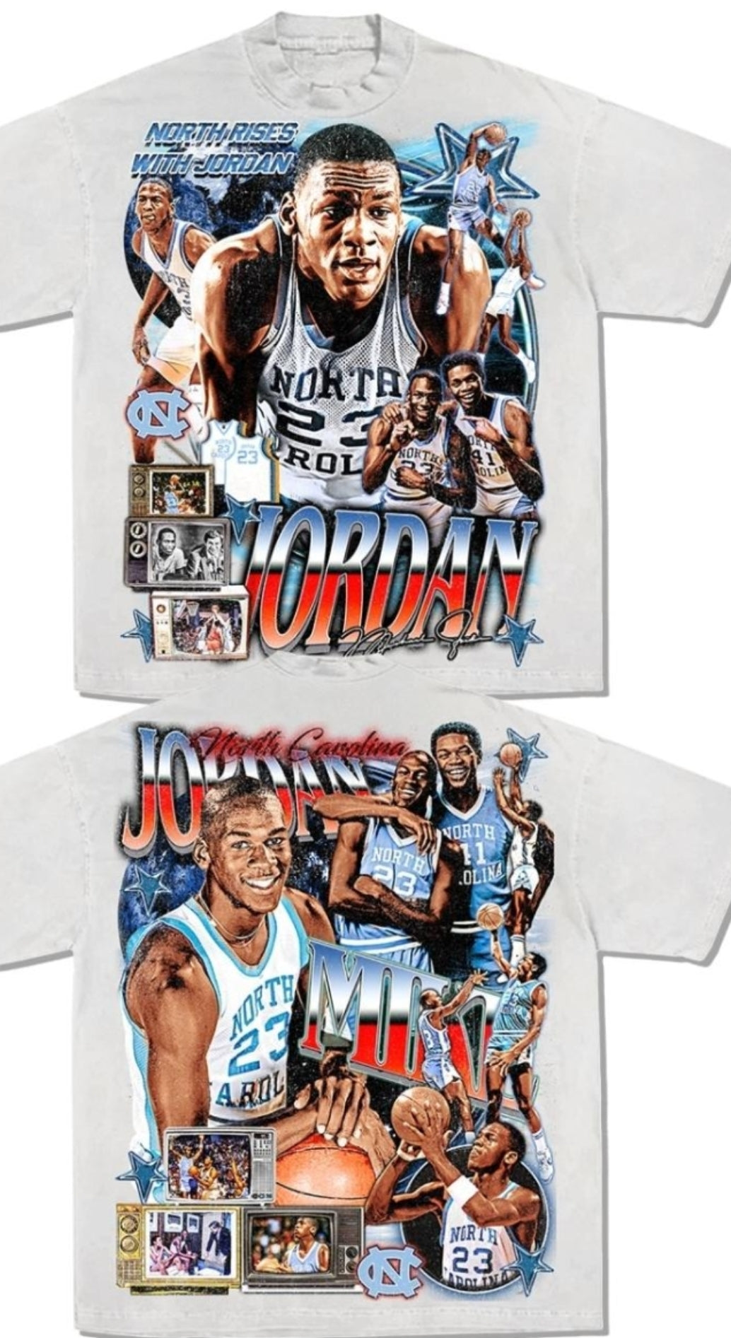 JORDAN NC (FRONT& BACK  HIT) ON SHAKA HEAVYWEIGHT GARMET DYED T SHIRT