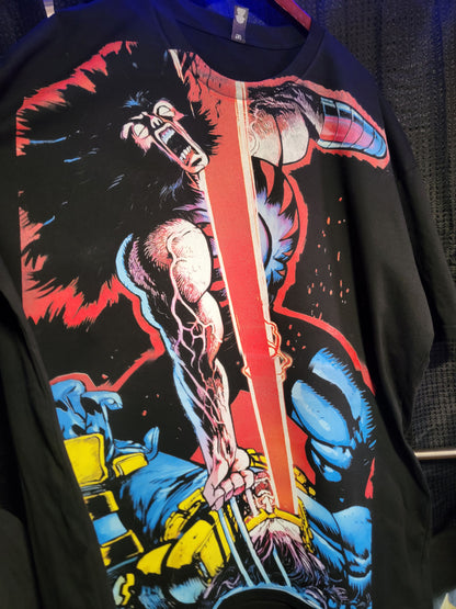 WOLVERINE VS CYCLOPS ON SHAKA HEAVY GARMET DYED T