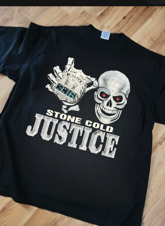 STONE COLD JUSTICE ON SHAKA HEAVYWEIGHT GARMET DYED T SHIRT (Wrestling