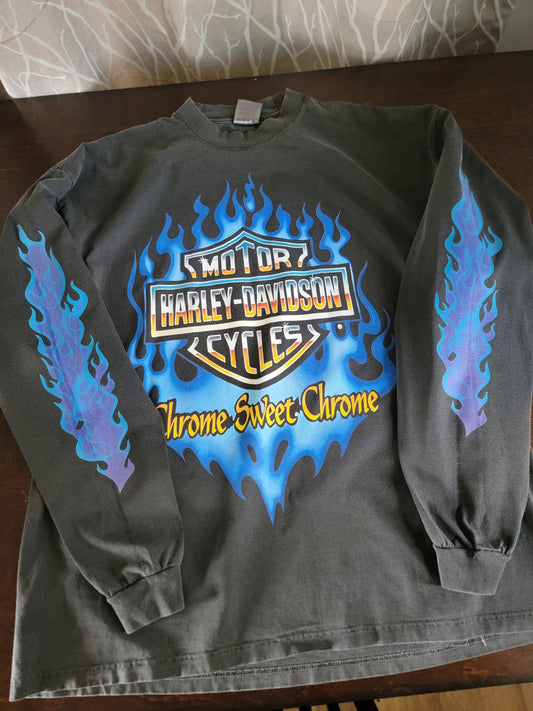 LONGSLEEVE VNTG HARLEY REPRINT ON HEAVYWEIGHT SHIRT