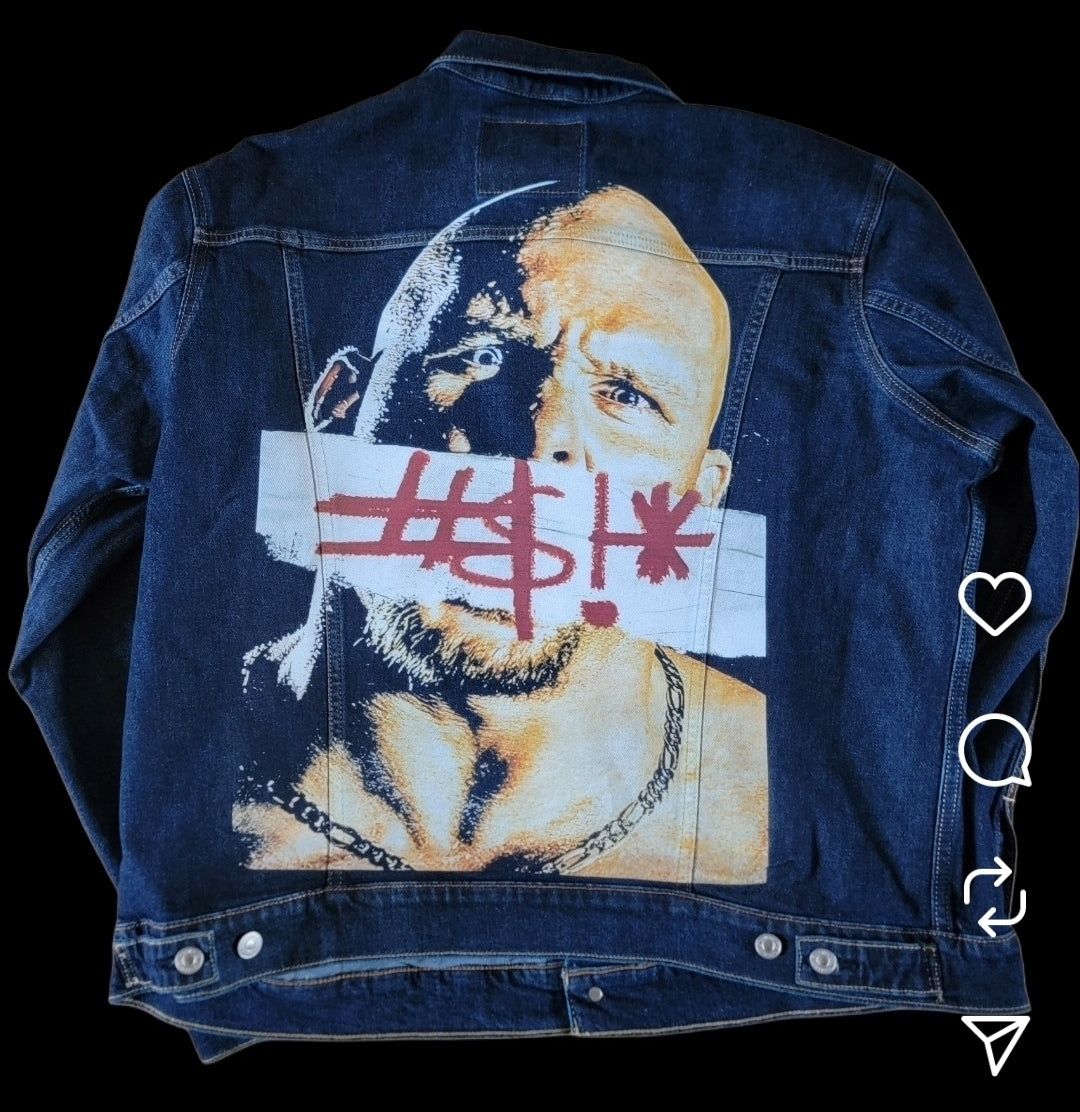 SZ XL STONE COLD LEVIS JEAN JACKET "wrestling