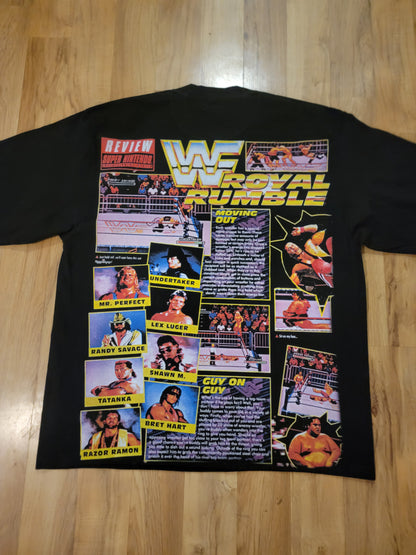 SUPER NINTENDO WWF ROYAL RUMBLE ON SHAKA HEAVYWEIGHT GARMET DYED T SHIRT " WRESTLING