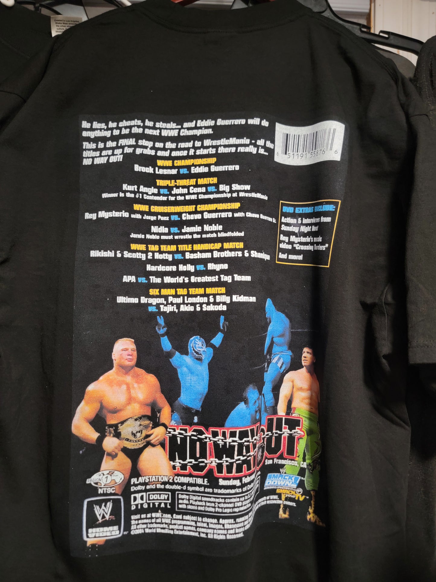 WANTED NO WAY OUT EDDIE GUERRERO ON SHAKA HEAVYWEIGHT GARMET DYED T SHIRT WRESTLING