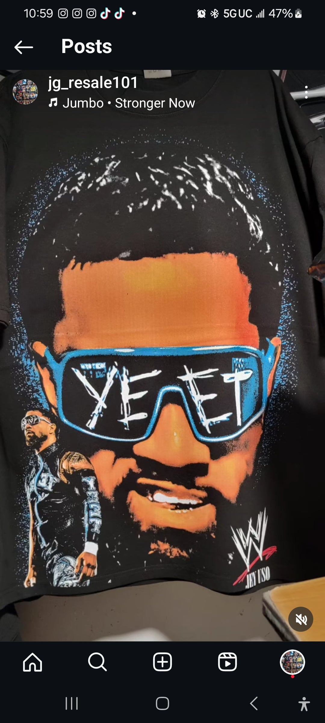 JEY USO BIG FACE ON SHAKA HEAVYWEIGHT GARMET DYED T WRESTLING