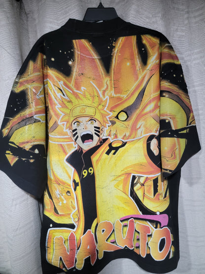 NARUTO AOP (FRONT & Back)ON SHAKA HEAVYWEIGHT GARMET DYED T SHIRT