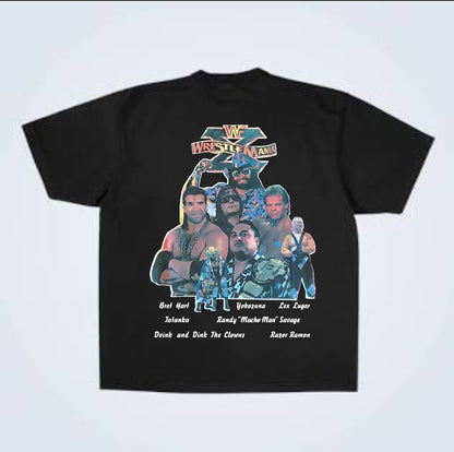 WRESTLEMANIA X MADISON SQUARE GARDEN TWIN TOWERS! 1994 REPRINT ON SHAKA HEAVYWEIGHT GARMET DYED T SHIRT "wrestling
