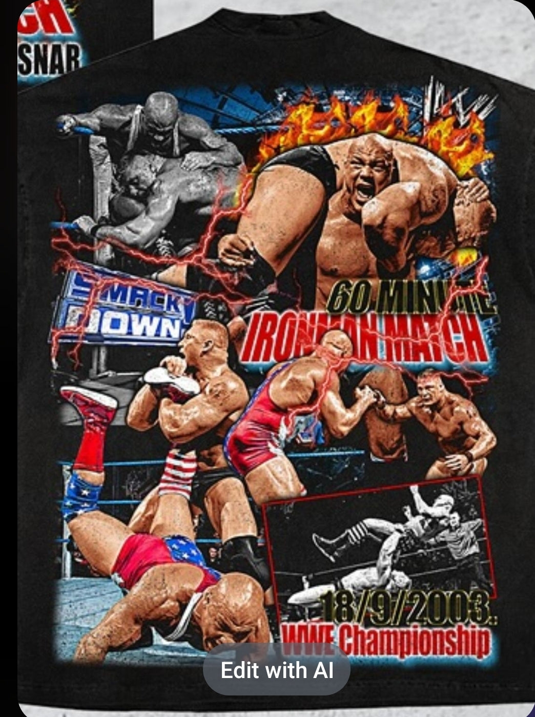 Smackdown Iron Man match on shaka heavyweight garmet dyed  t-shirt( wrestling