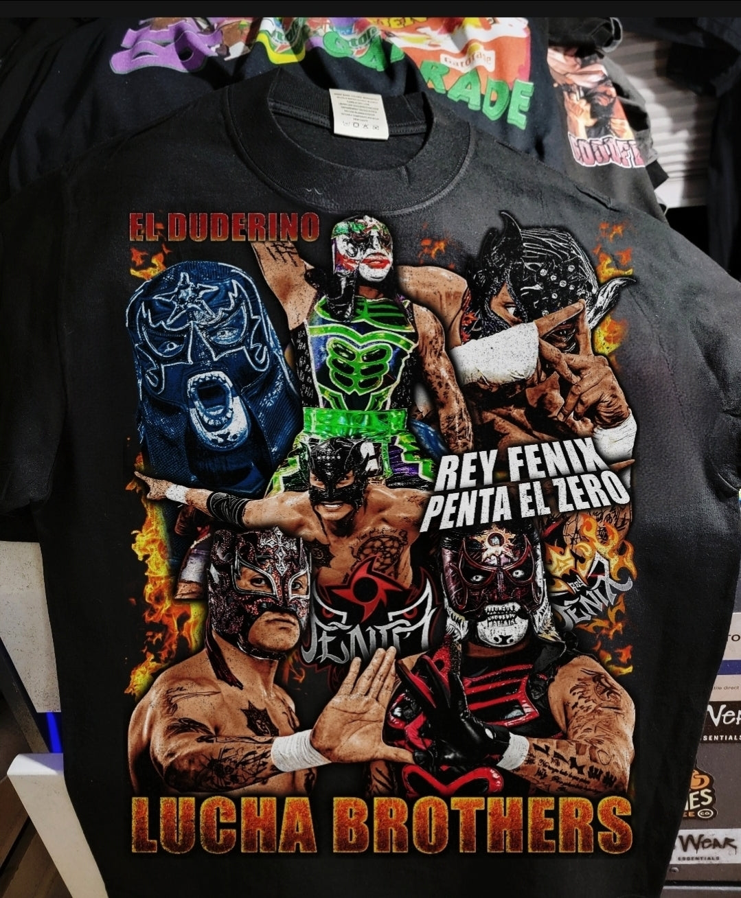 LUCHA BROTHERS ON SHAKA HEAVYWEIGHT GARMET DYED T SHIRT WRESTLING