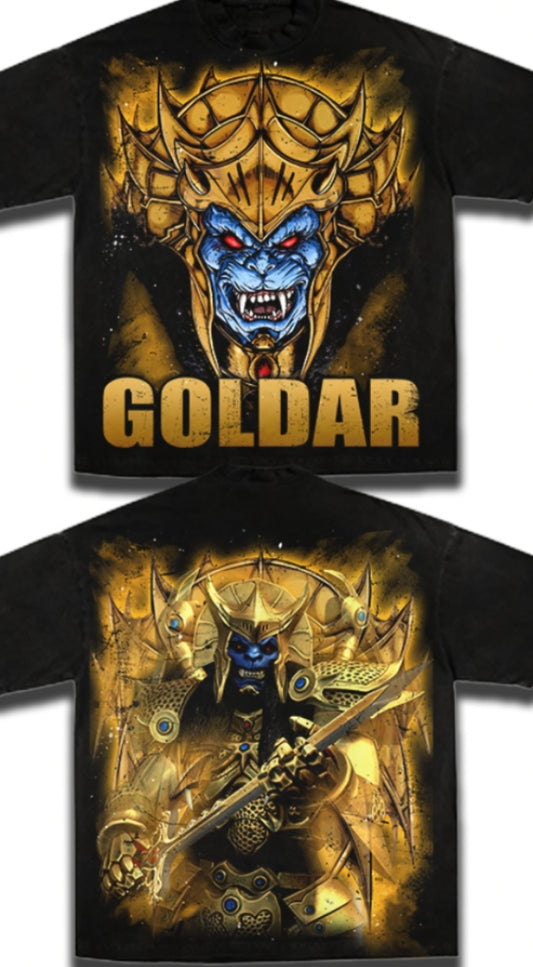 GOLDAR ON SHAKA HEAVYWEIGHT GARMET DYED T SHIRT ( POWER RANGERS