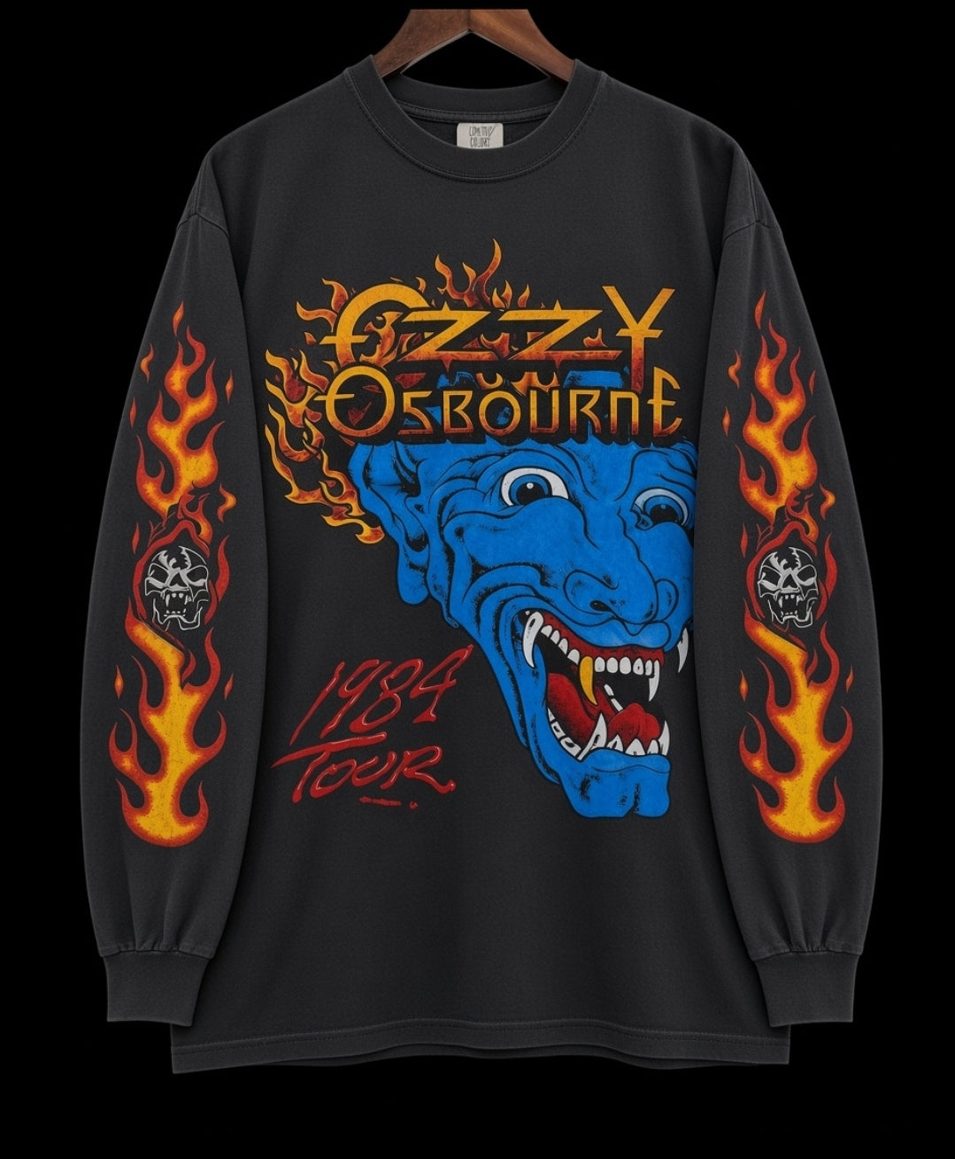 OZZY OSBOURNE 1984 TOUR FLAME SLEEVE LONG SLEEVE T MODERN
