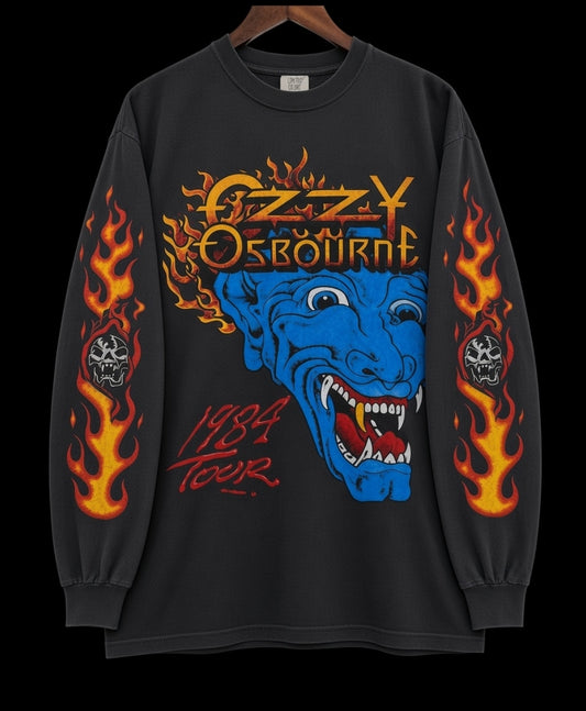 OZZY OSBOURNE 1984 TOUR FLAME SLEEVE LONG SLEEVE T MODERN
