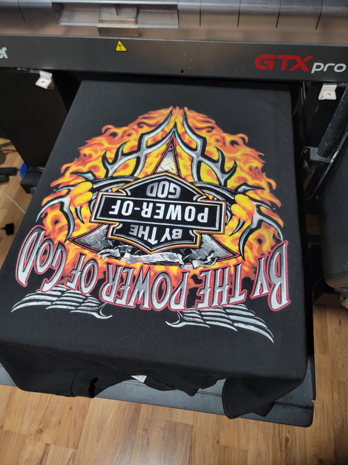 BY THE POWER OF GOD  LONGSLEEVE ON SHAKA HEAVYWEIGHT GARMET DYED T SHIRT