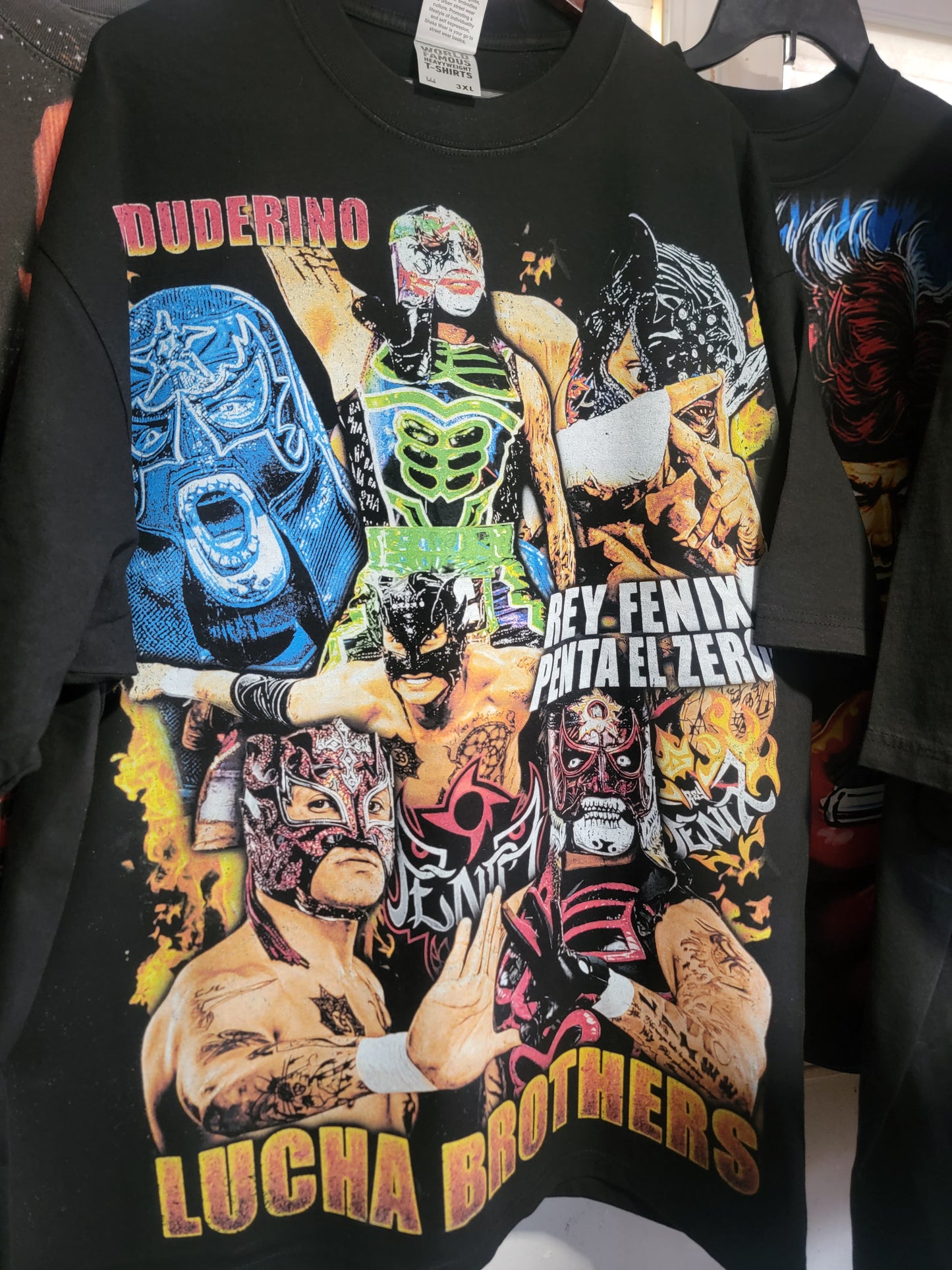 LUCHA BROTHERS ON SHAKA HEAVYWEIGHT GARMET DYED T SHIRT WRESTLING