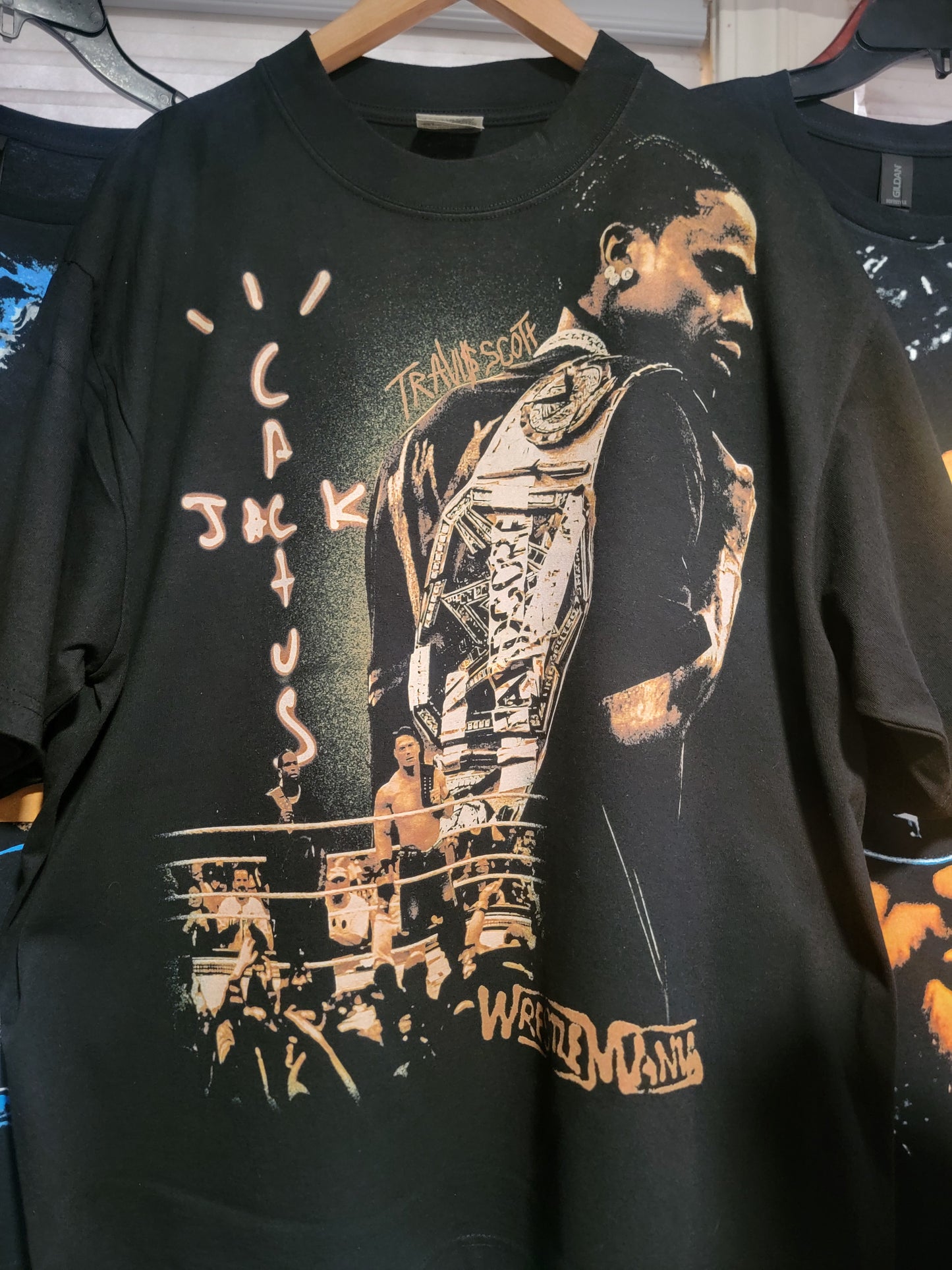 TRAVIS SCOTT CACTUS JACK WRESTLEMANIA ON SHAKA HEAVYWEIGHT GARMET DYED T SHIRT WRESTLING