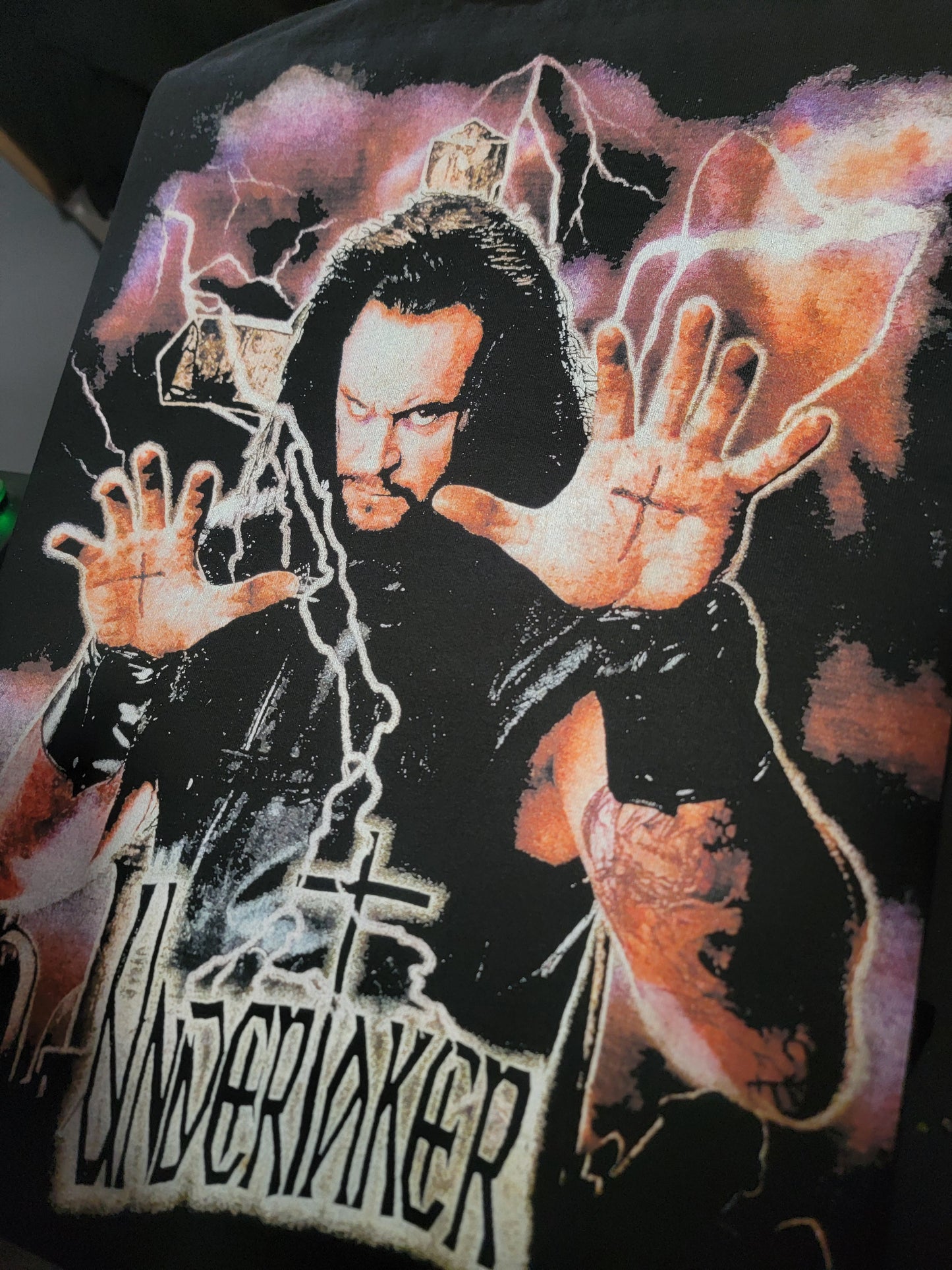 UNDERTAKER ON SHAKA HEAVYWEIGHT GARMET DYED T SHIRT "MODERN " WRESTLING