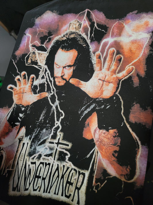 UNDERTAKER ON SHAKA HEAVYWEIGHT GARMET DYED T SHIRT "MODERN " WRESTLING