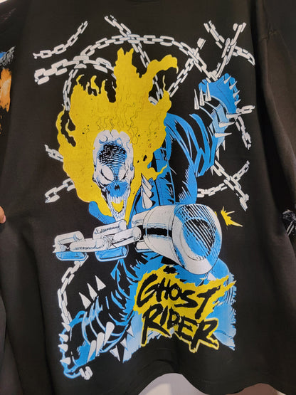 Ghost rider Retro , Big print ON SHAKA HEAVYWEIGHT GARMET DYED T