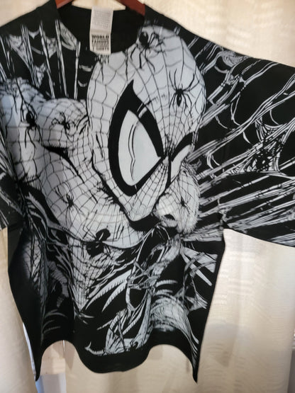 SPIDERMAN AOP (FRONT ONLY)ON SHAKA HEAVYWEIGHT GARMET DYED T SHIRT