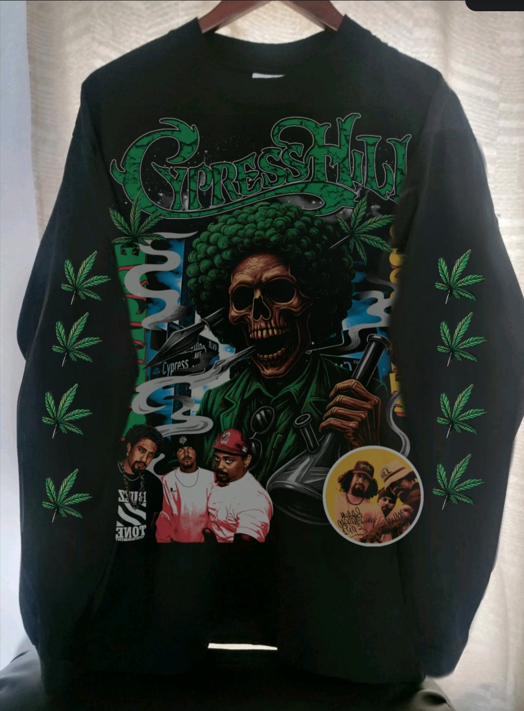 CYPRESS HILL LONGSLEEVE ON SHAKA HEAVYWEIGHT GARMET DYED T SHIRT