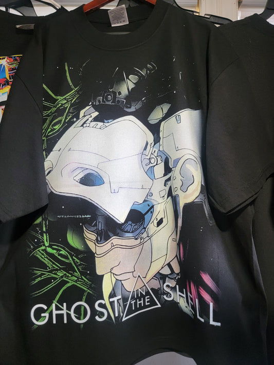 GHOST IN A SHELL ON SHAKA HEAVYWEIGHT GARMET DYED T SHIRT