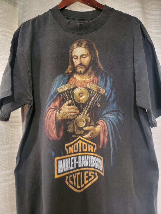 HARLEY DAVIDSON GOD BLESS YOU ON SHAKA HEAVY GARMET DYED T