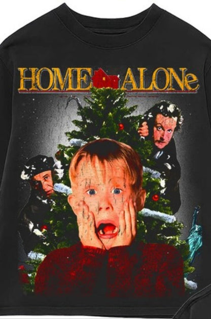 HOME ALONE (design 2) ON SHAKA HEAVYWEIGHT GARMET DYED T SHIRT