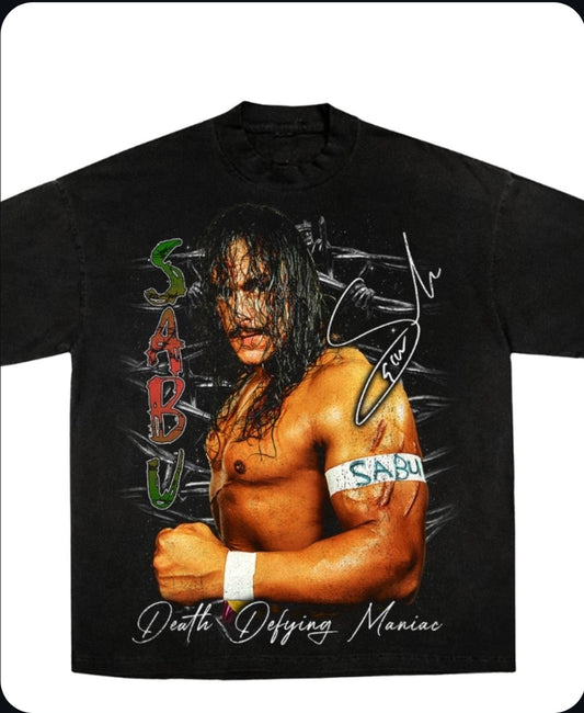SABU on Shaka heavyweight garment dyed t-shirt wrestling